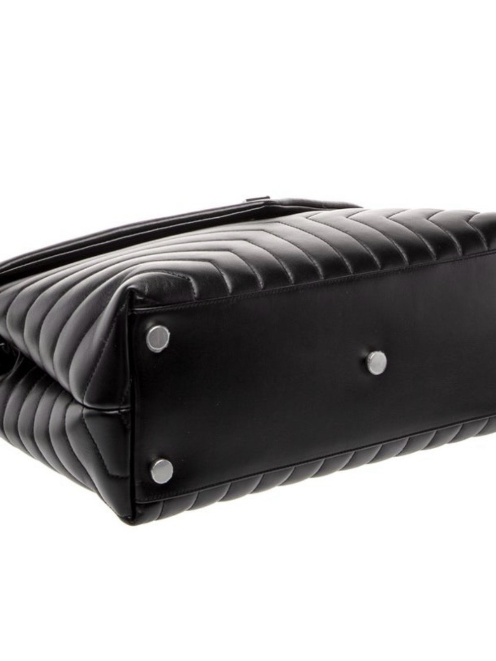 Saint Laurent Black Quilted Chevron YSL Chain Shoulder Bag Large Lou Lou - Picture 5 of 7